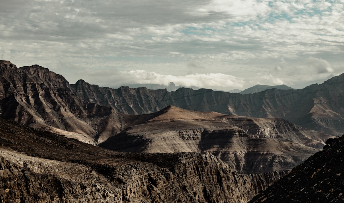 Mountain range in the desert landscape of Ras Al Khaimah, UAE