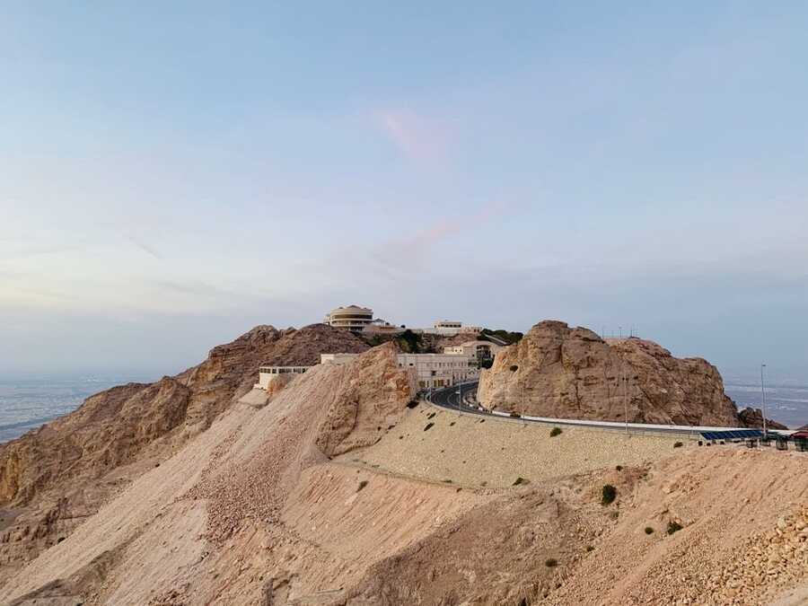 Road winding up the rocky summit of Jebel Hafeet near Al Ain