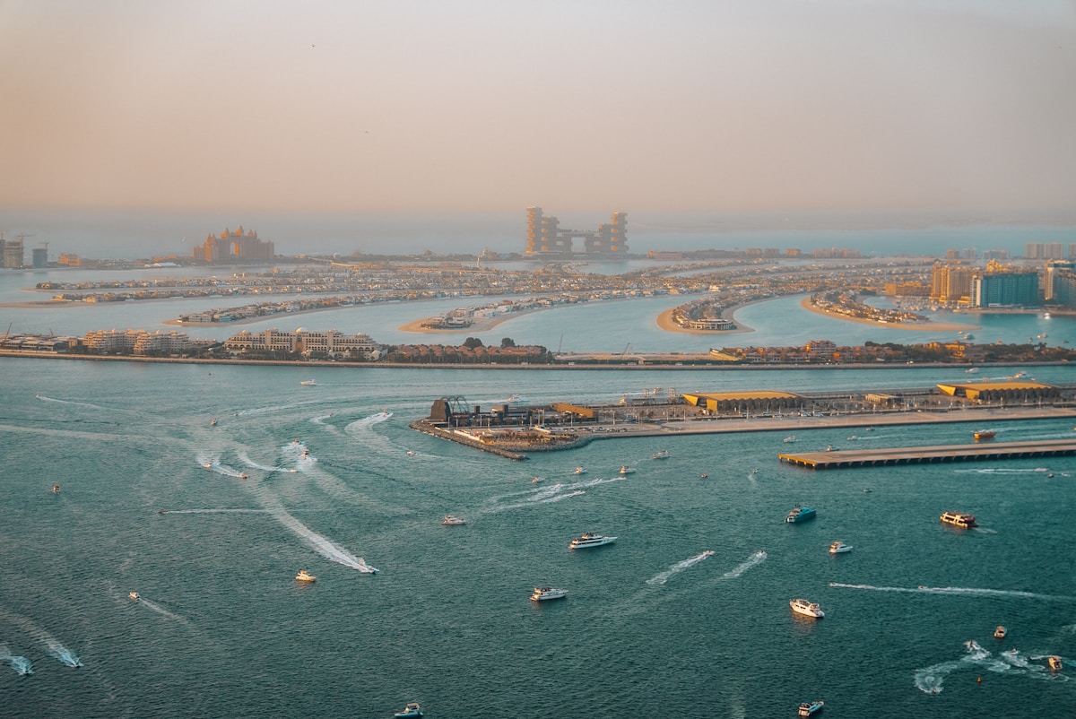 Aerial view of Dubai's Palm Jumeirah and coastline