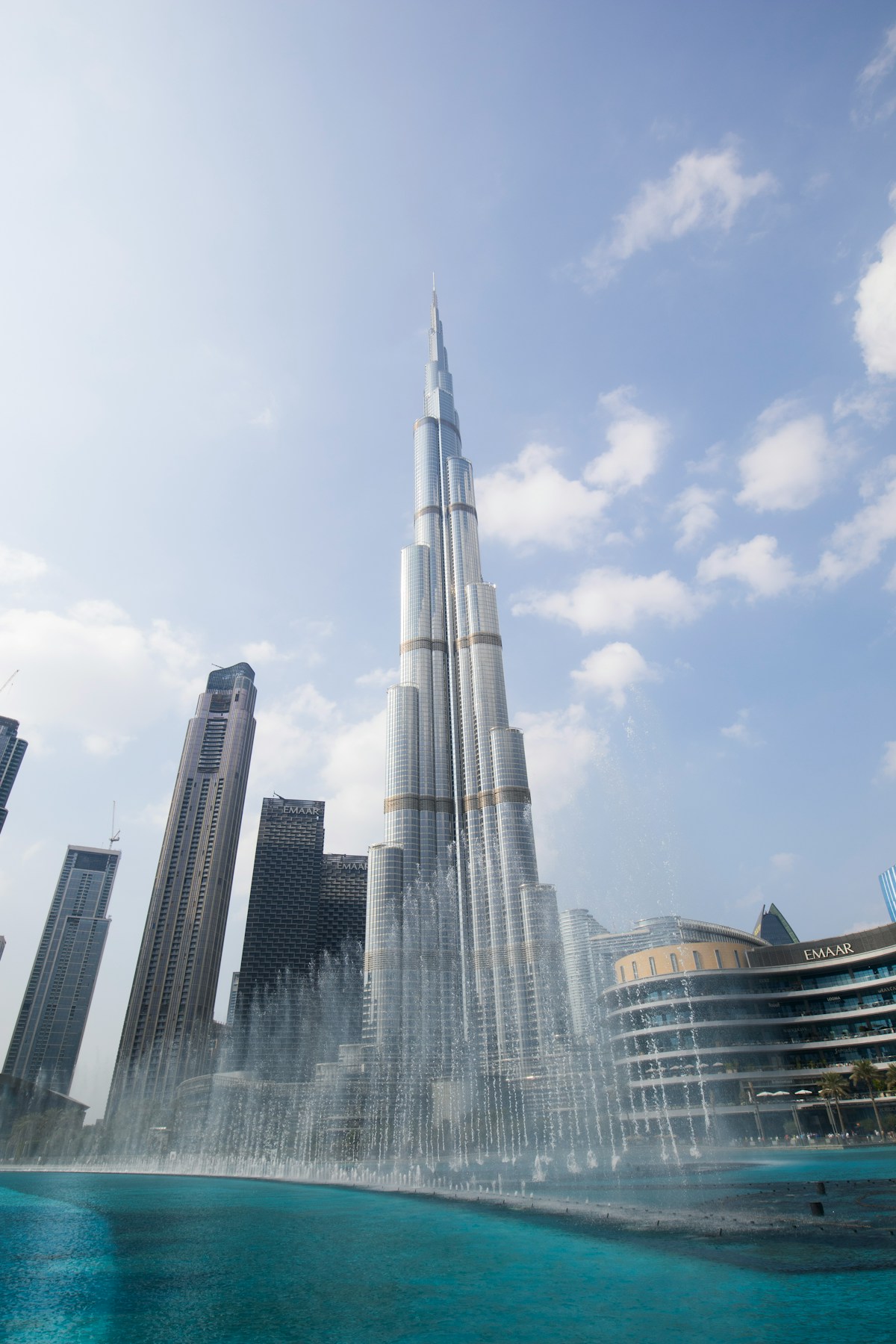 Dubai skyline with Burj Khalifa viewed from water November UAE