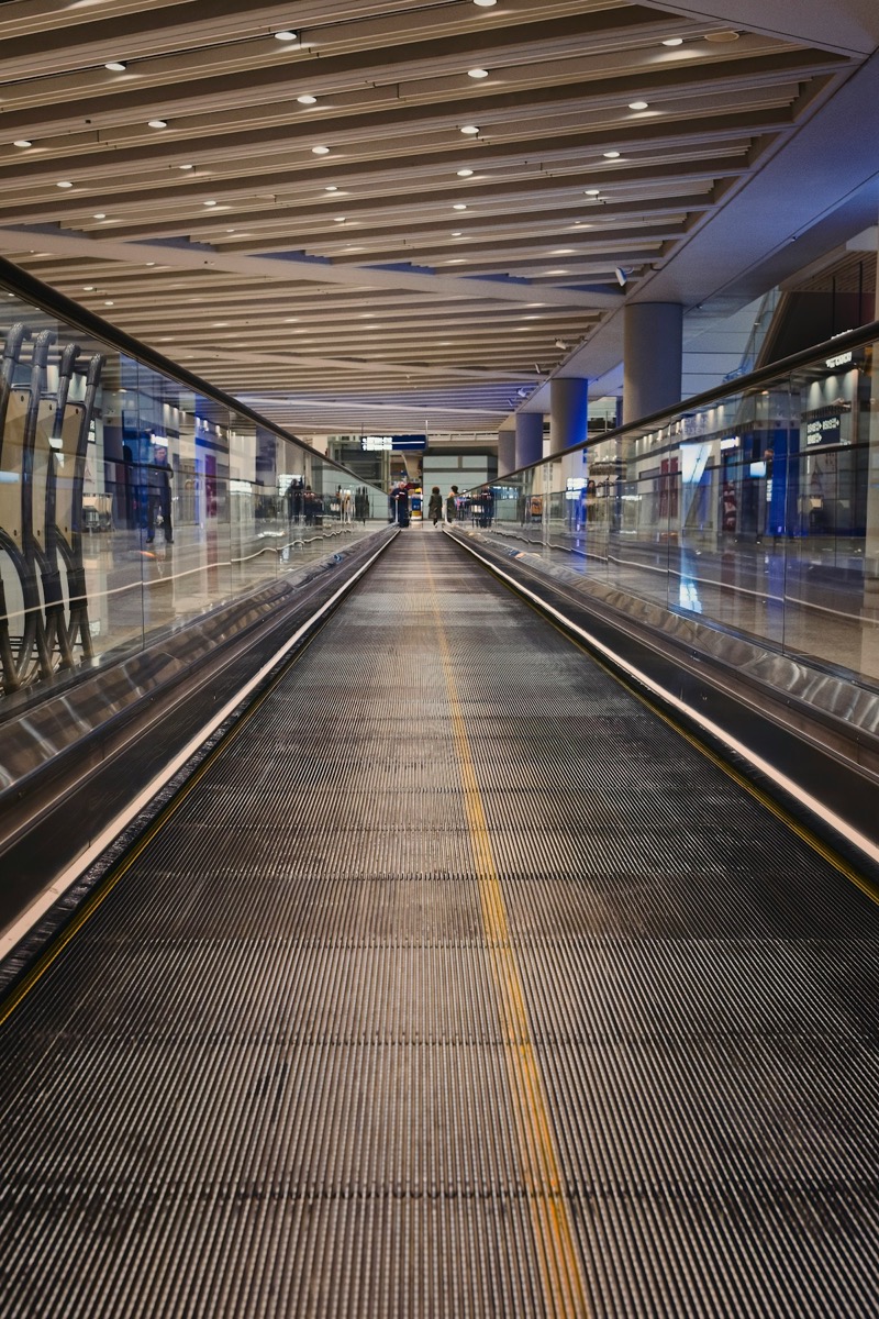 Moving walkway in a modern international airport terminal