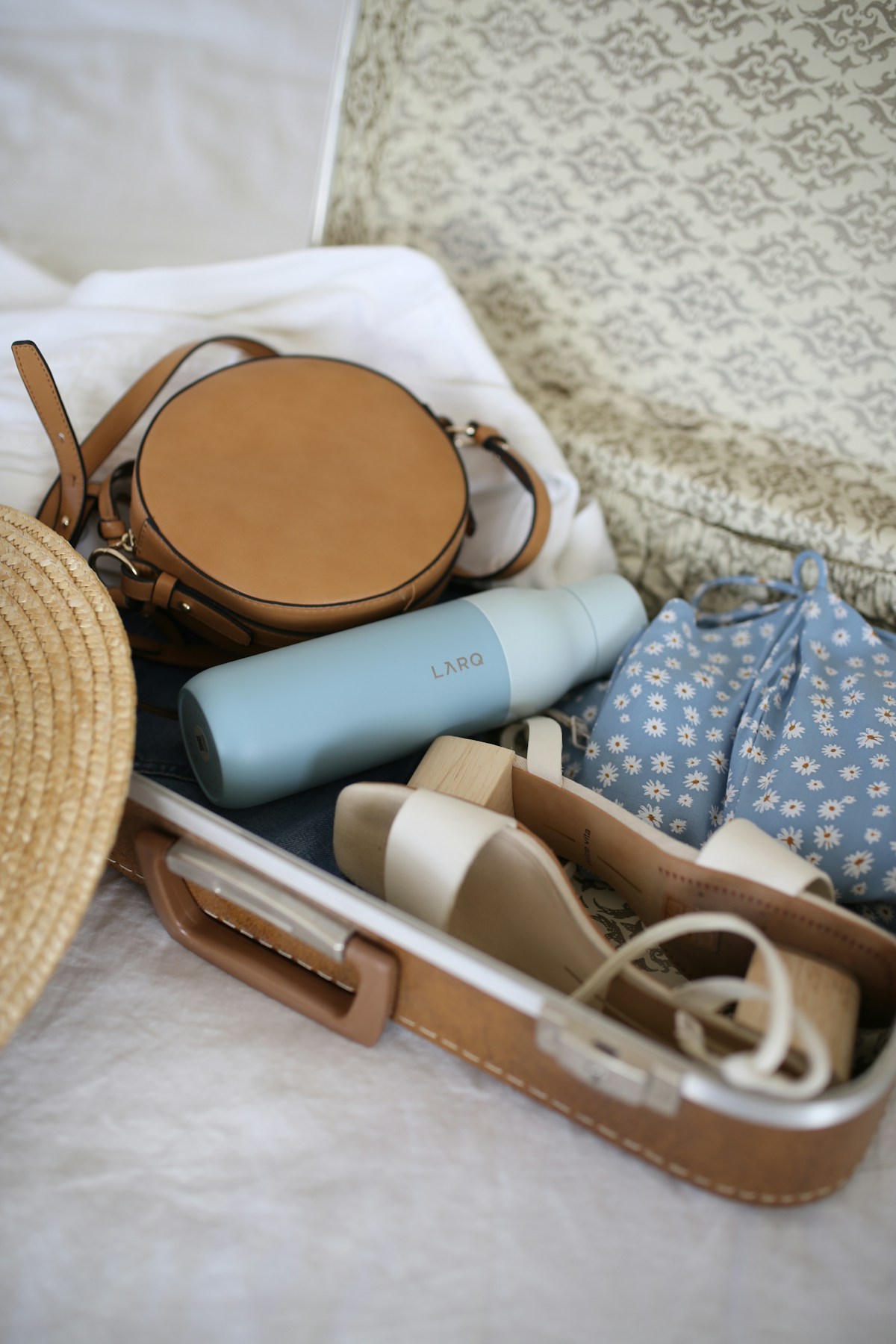 Packed travel suitcase ready for a UAE trip